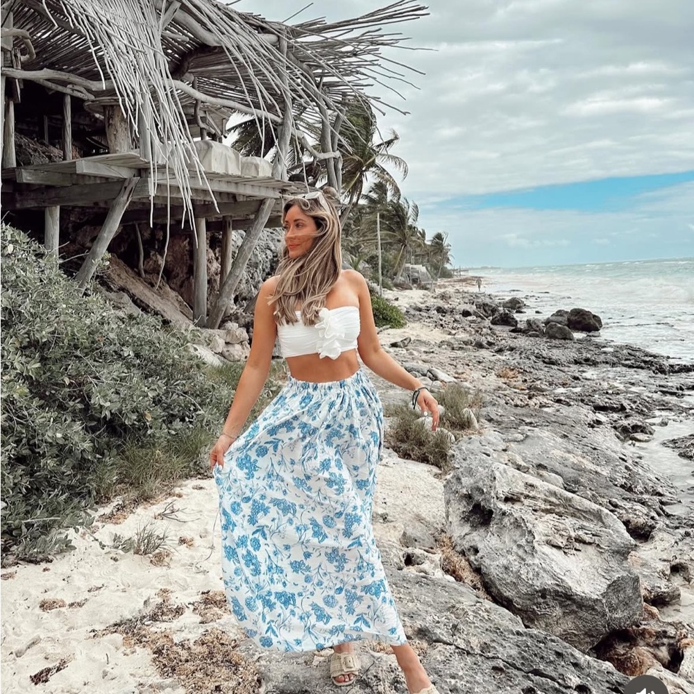 Floral Blue and White Skirt